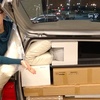 I will always be amazed at her skill packing things into  small spaces. At IKEA, March 2017.